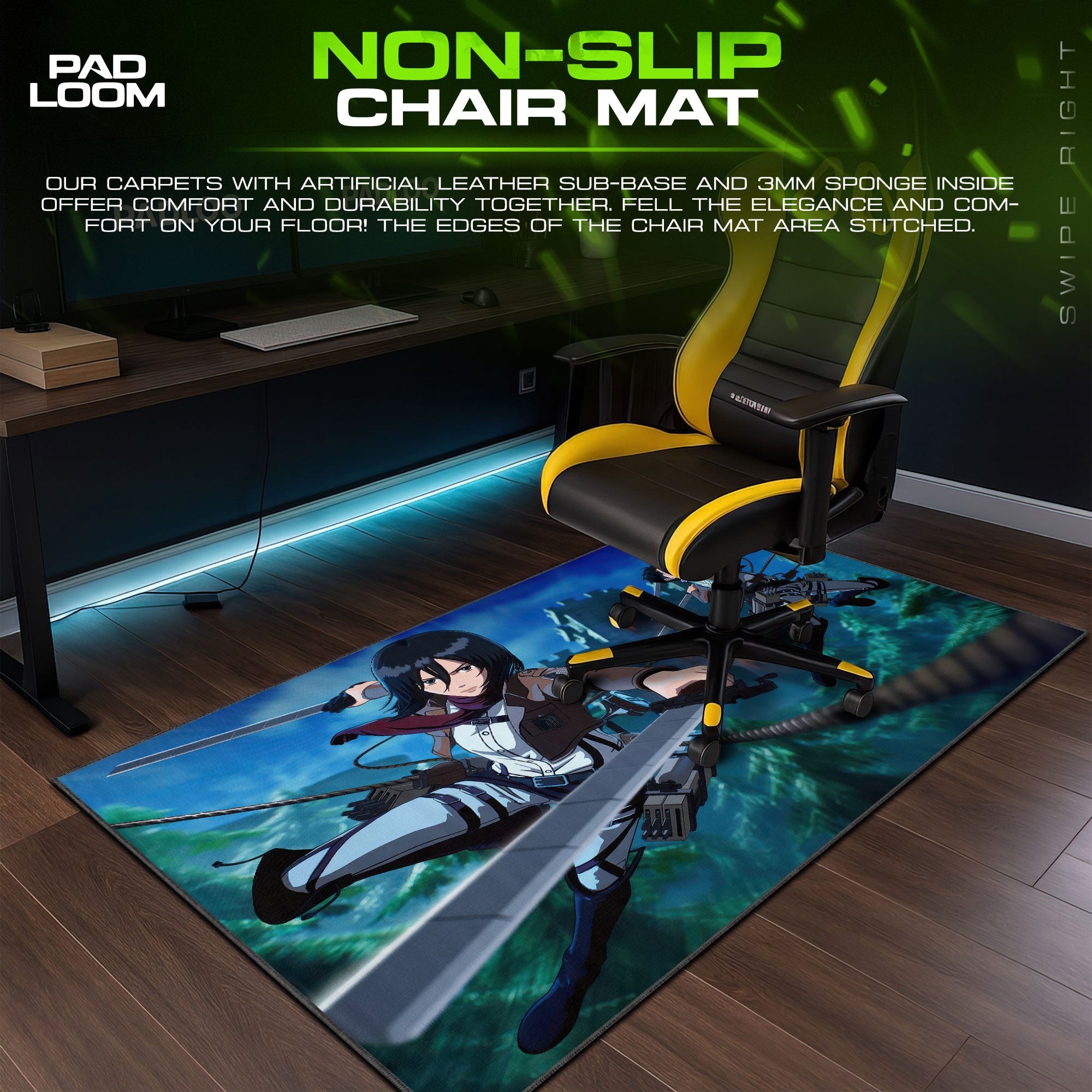 Mikasa Ackerman Mouse Pad - Sky Strike Anime Desk Mat Padloom