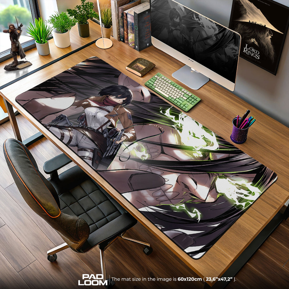 Mikasa Ackerman Mouse Pad - Titan’s Fury Anime Desk Mat Padloom