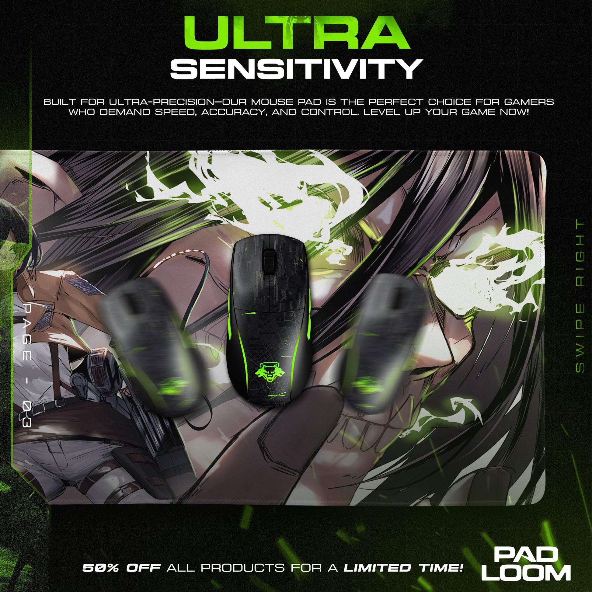 Mikasa Ackerman Mouse Pad - Titan’s Fury Anime Desk Mat Padloom