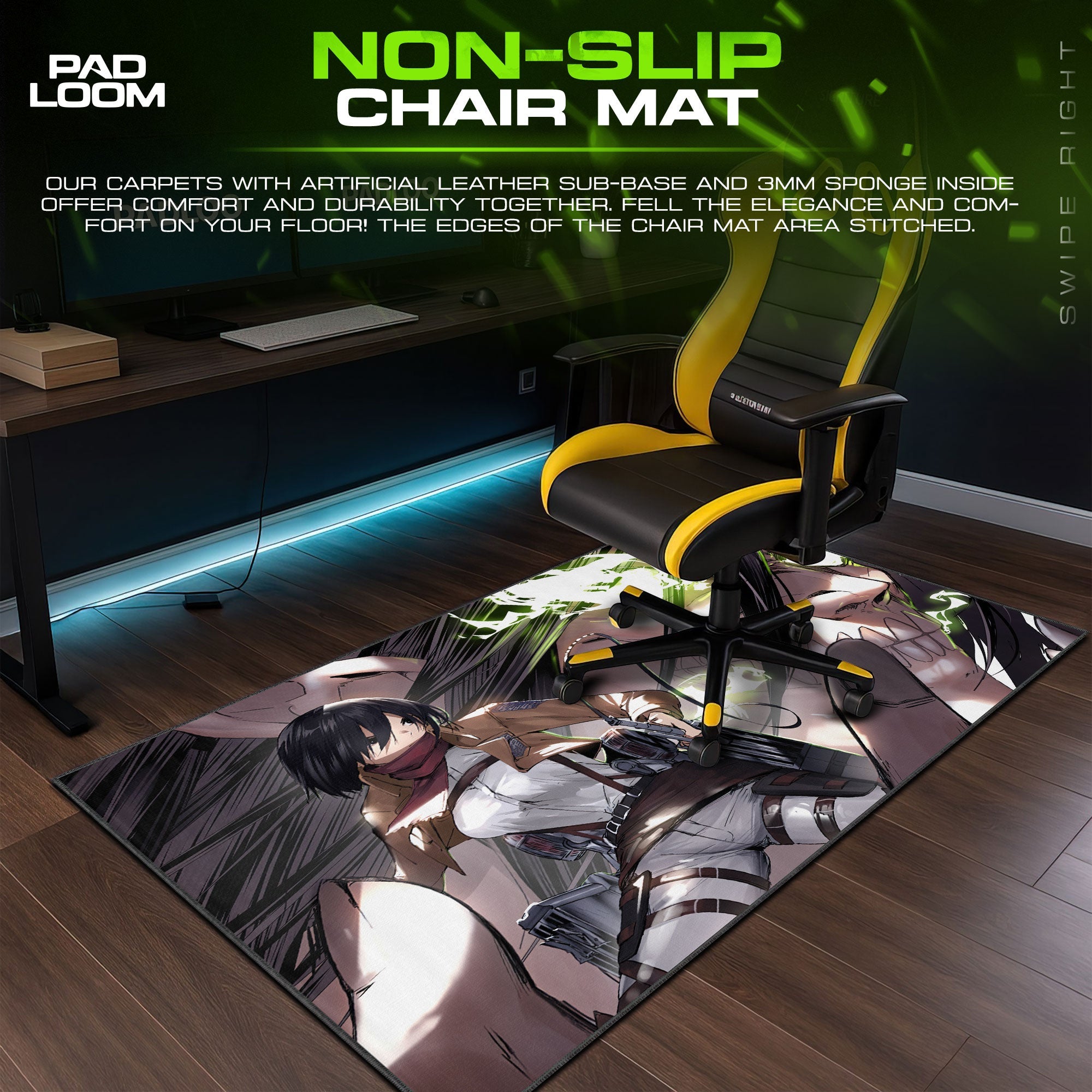 Mikasa Ackerman Mouse Pad - Titan’s Fury Anime Desk Mat Padloom