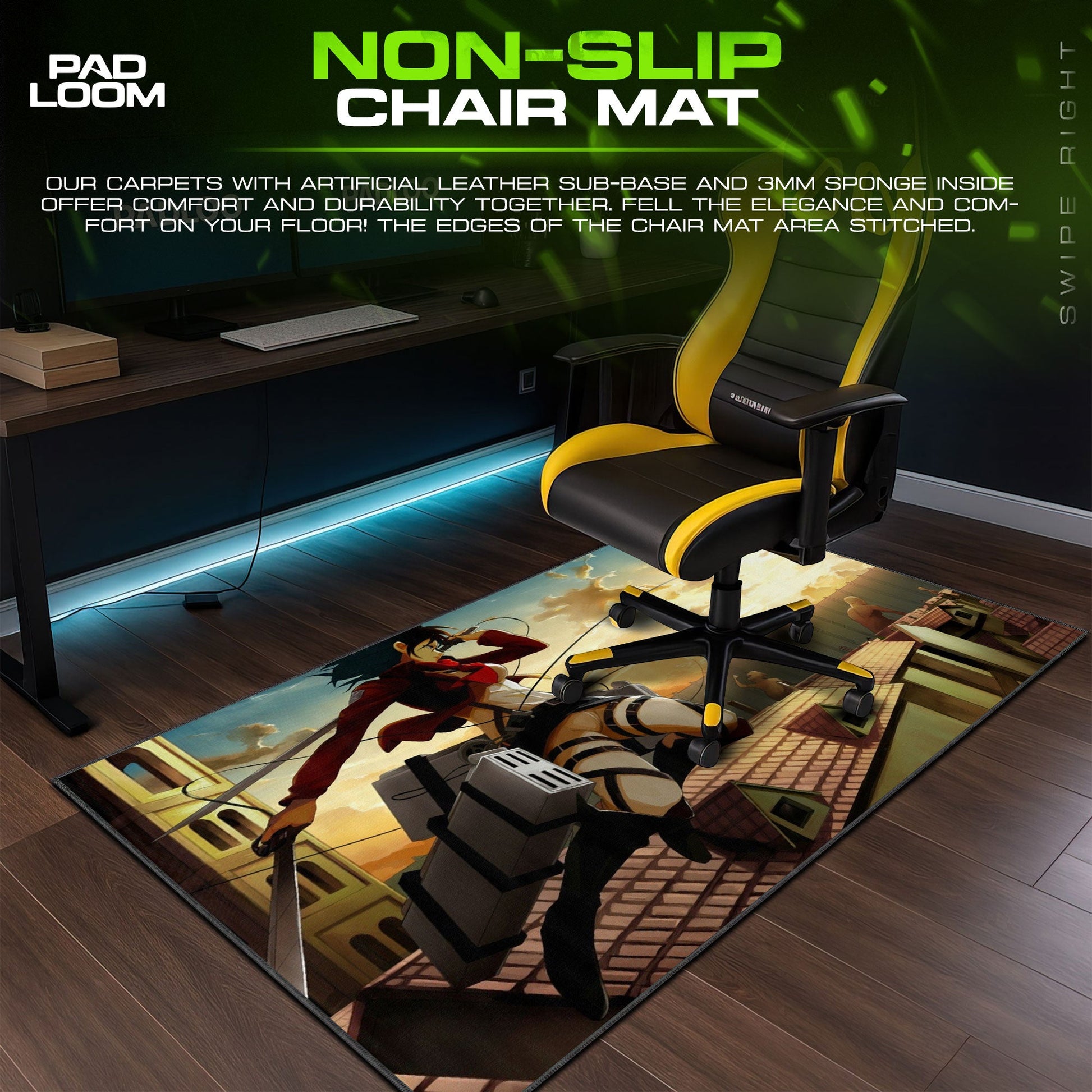 Mikasa Ackerman Mouse Pad - Wall Assault Anime Desk Mat Padloom