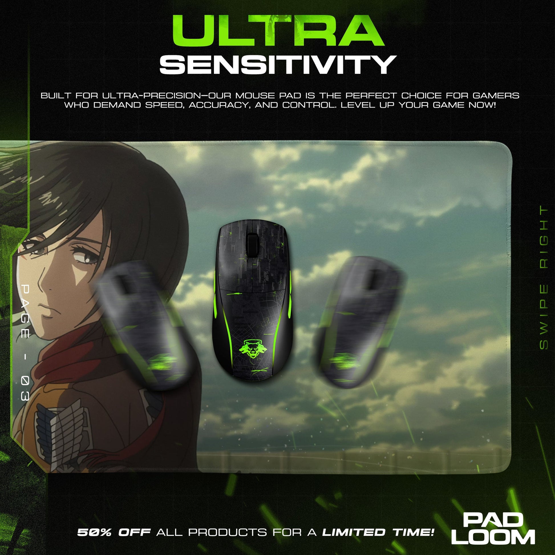 Mikasa Ackerman Mouse Pad - Wings of Freedom Anime Desk Mat Padloom