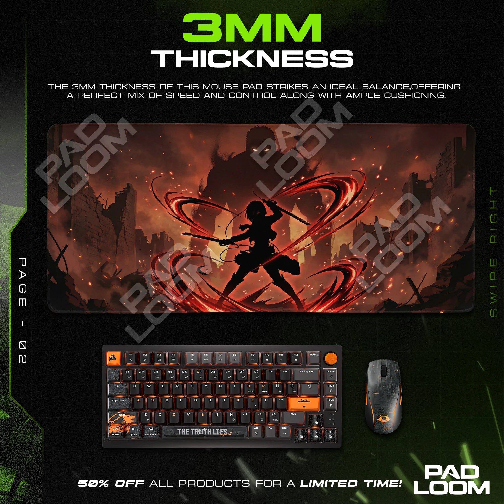 Mikasa Crimson Blades Mouse Pad - AOT Desk Mat