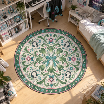 Miku Leek Round Rug - Hatsune Miku Chair Mat