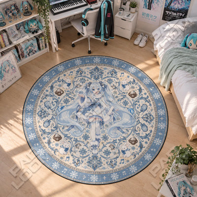Miku Snowflake Round Rug - Hatsune Miku Chair Mat