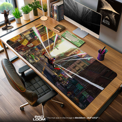 Miles Morales City Swing Mouse Pad, Spider-Verse Gaming Desk Mat