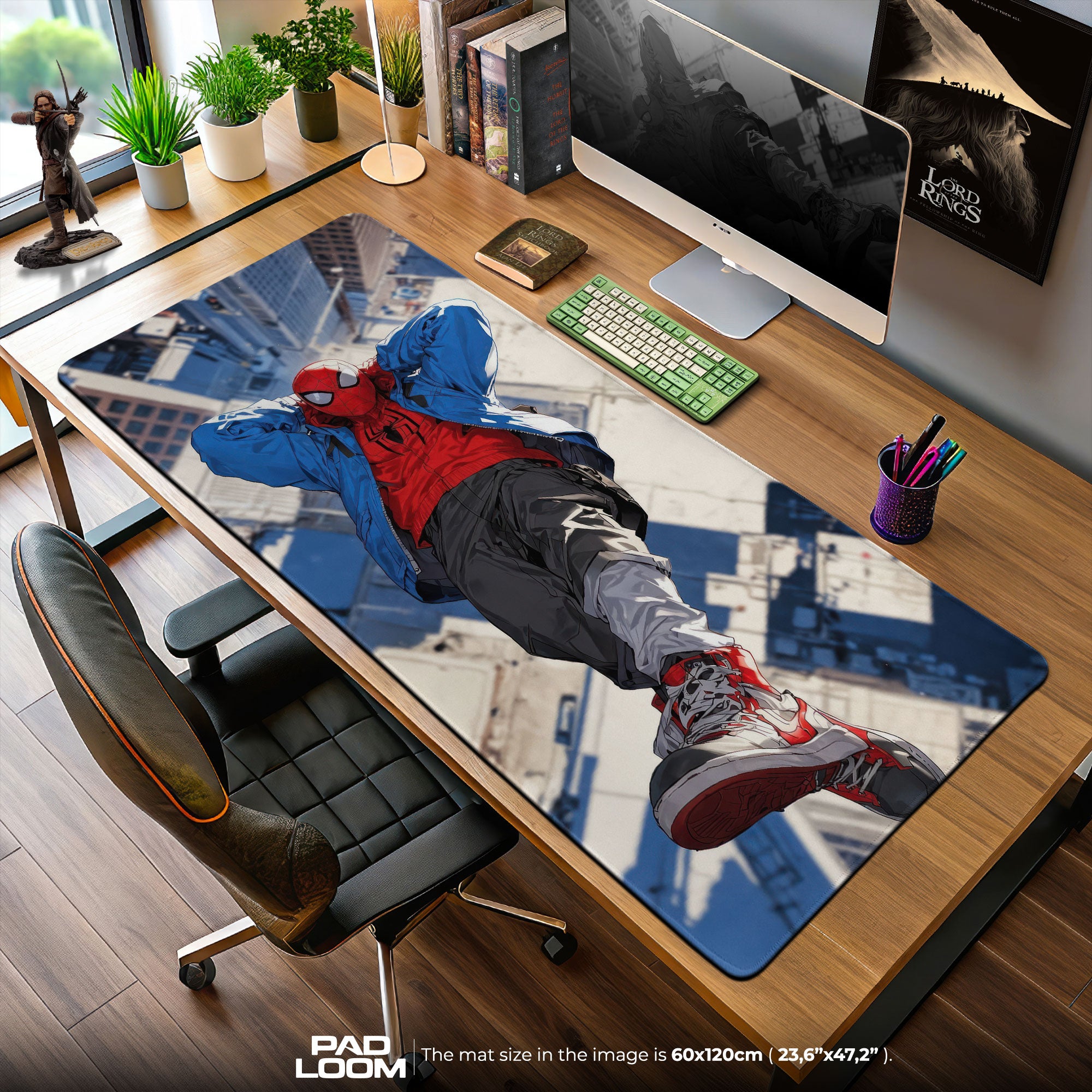 Miles Morales Leap Mouse Pad, Spider-Man City Swing Gaming Desk Mat