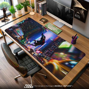Miles Morales Night Swing Mouse Pad, Spider-Verse City Gaming Desk Mat