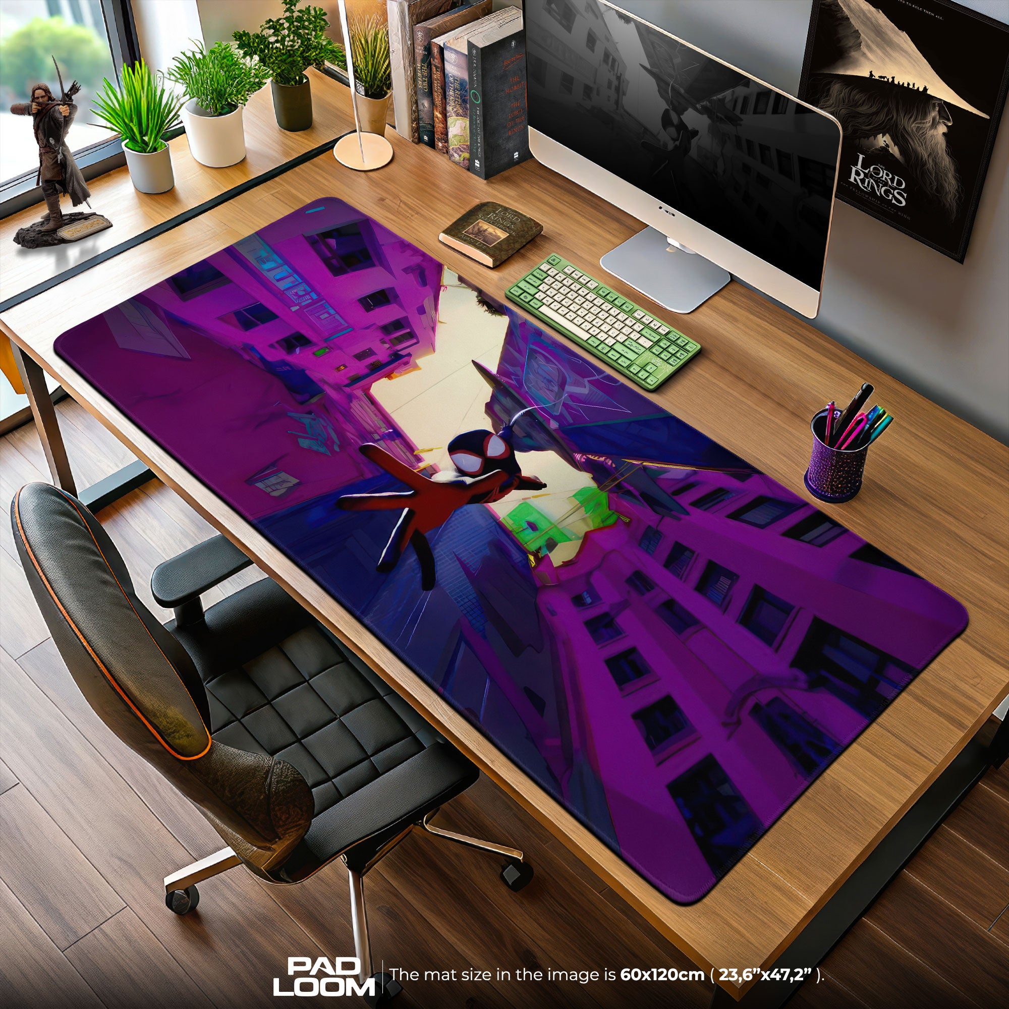 Miles Morales Swing City Mouse Pad, Spider-Verse Gaming Desk Mat