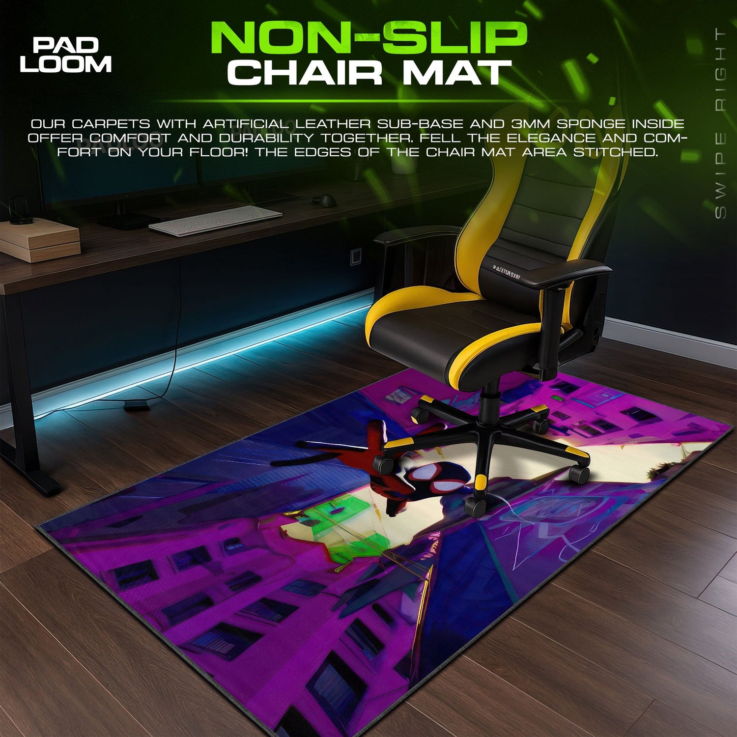 Miles Morales Swing City Mouse Pad, Spider-Verse Gaming Desk Mat Padloom