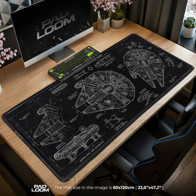 Millennium Falcon Blueprint Mouse Pad - Star Wars Desk Mat