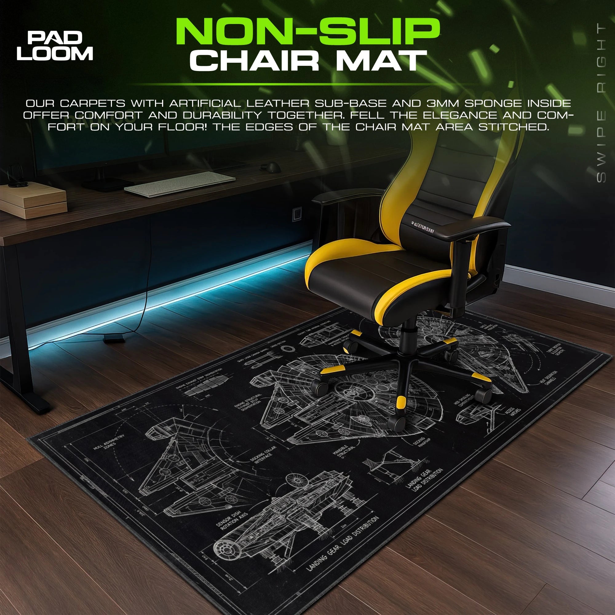Millennium Falcon Blueprint Mouse Pad - Star Wars Desk Mat