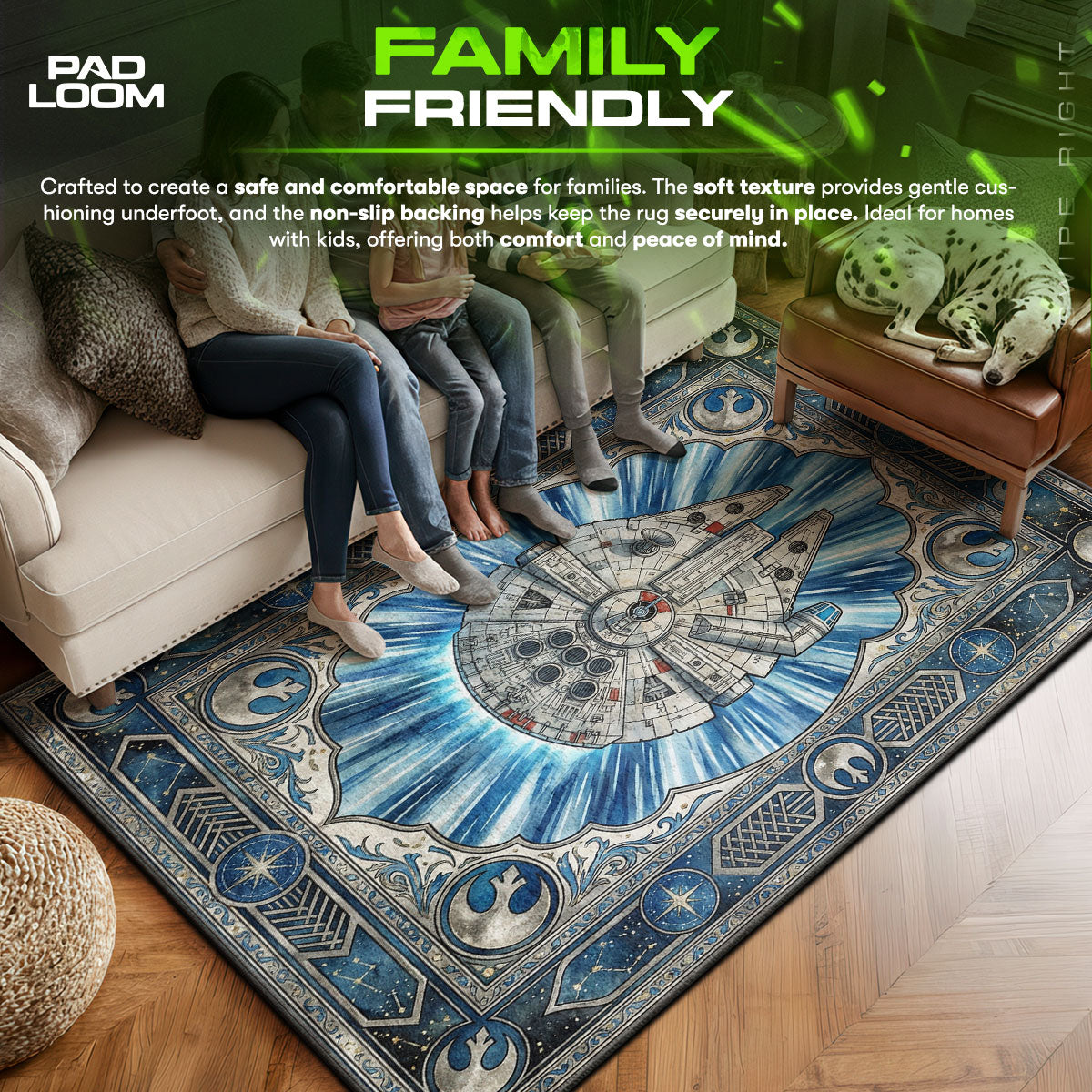 Millennium area rug showing full home decor artwork