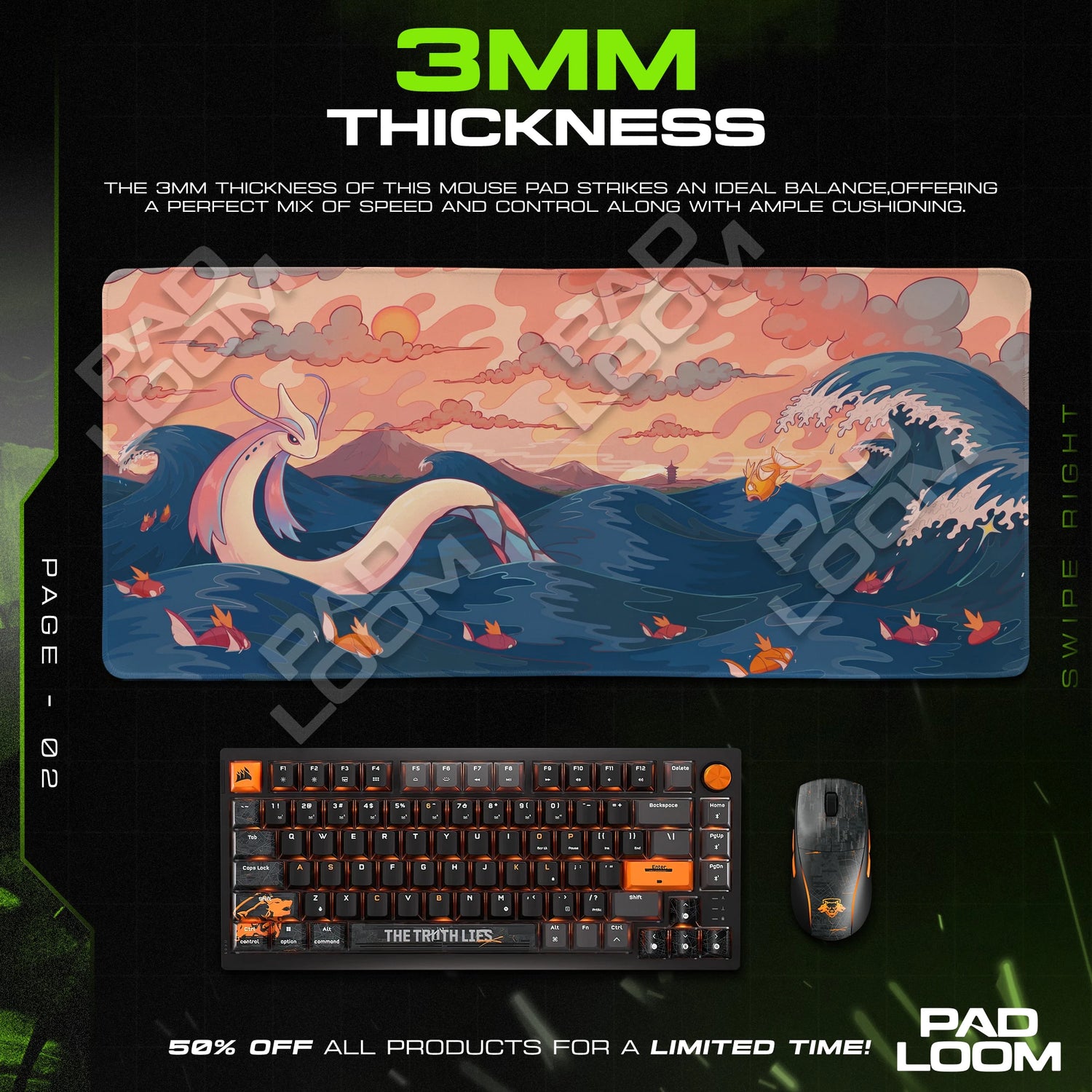Milotic Sunset Tide Mouse Pad - Pokémon Desk Mat