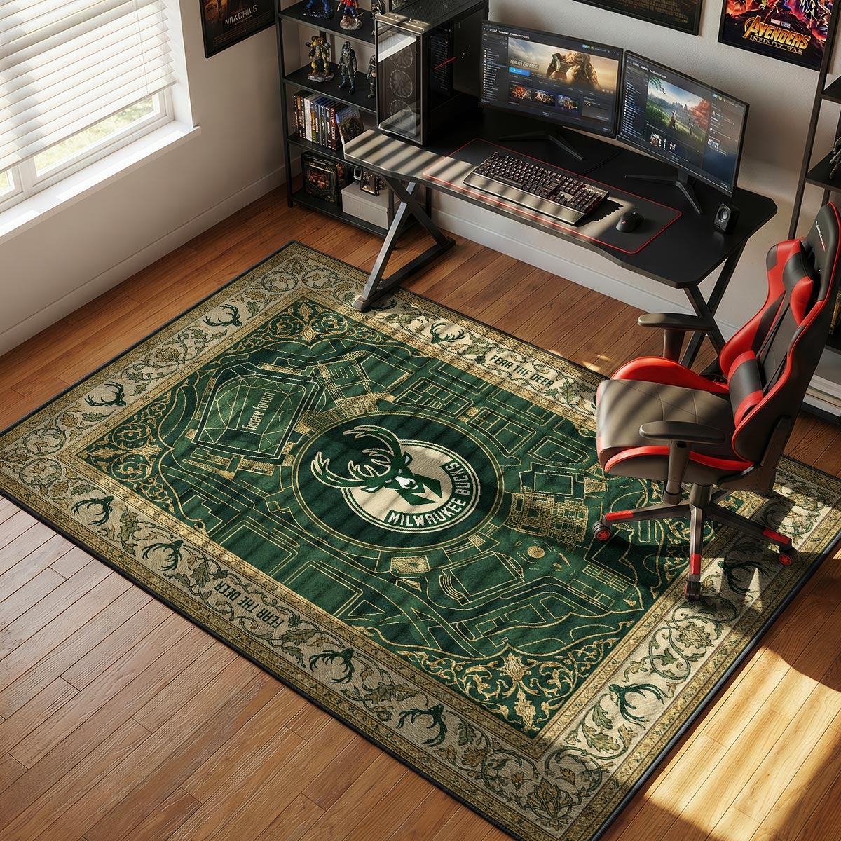Milwaukee Bucks Arena Basketball Floor rug — main product view