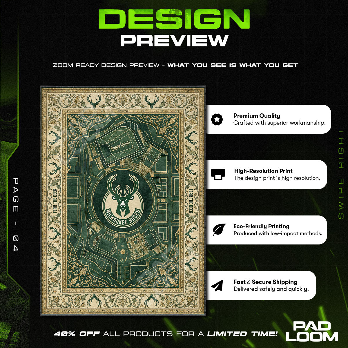 Floor character design printed on rug