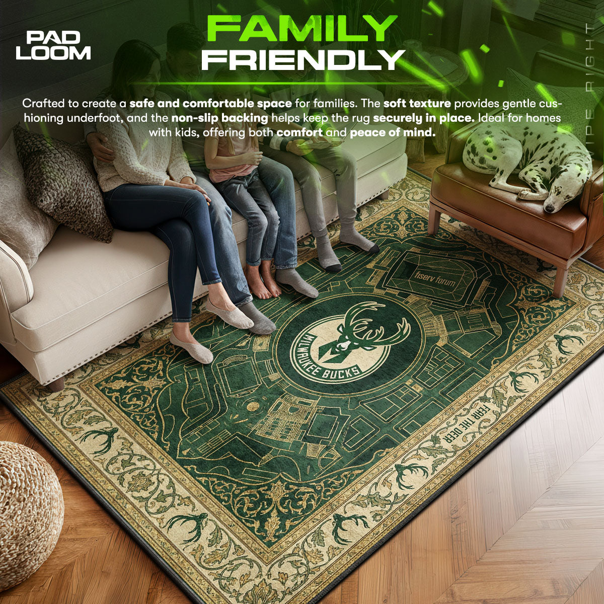 Milwaukee area rug showing full home decor artwork
