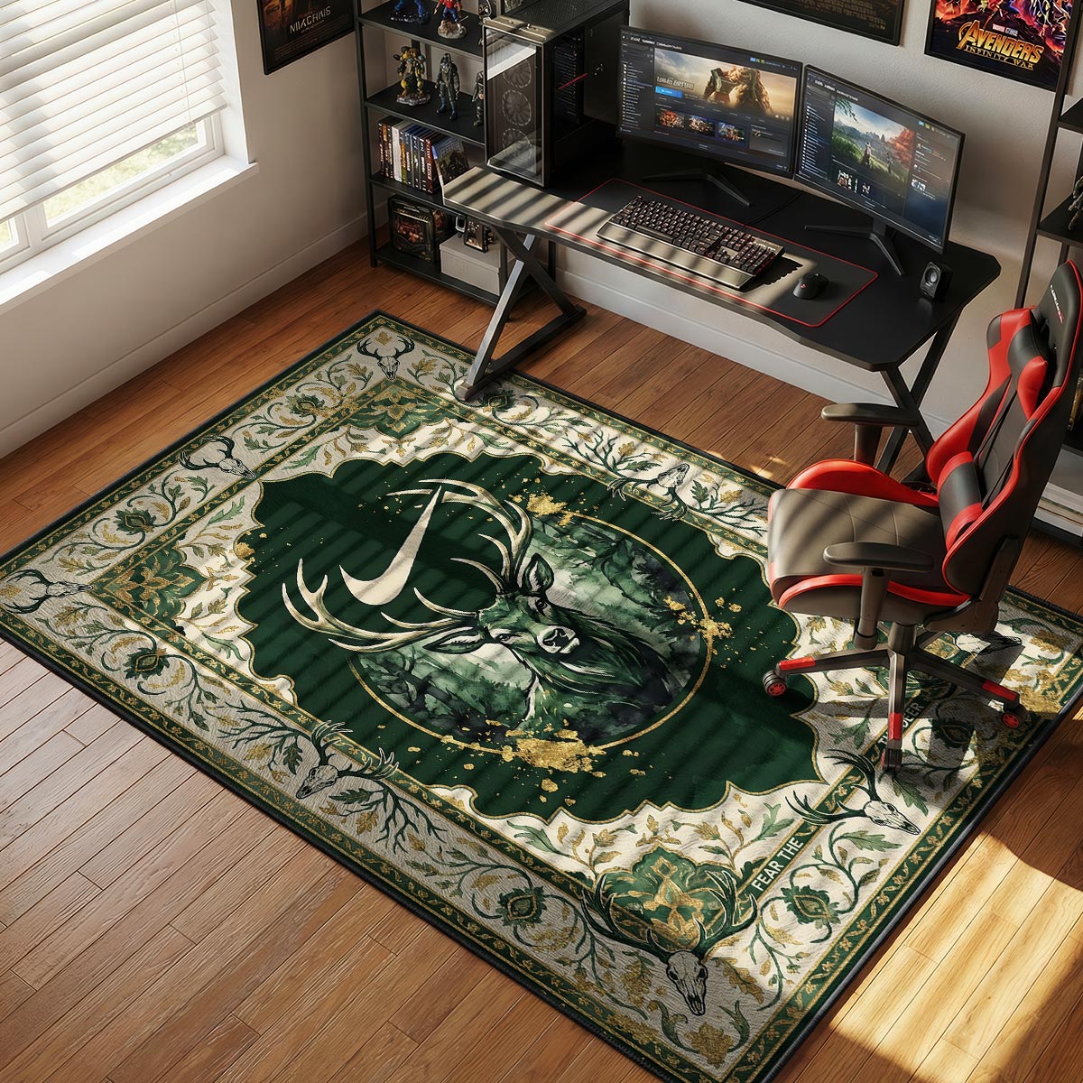 Milwaukee Bucks Deer Crest Hypebeast Floor rug — main product view