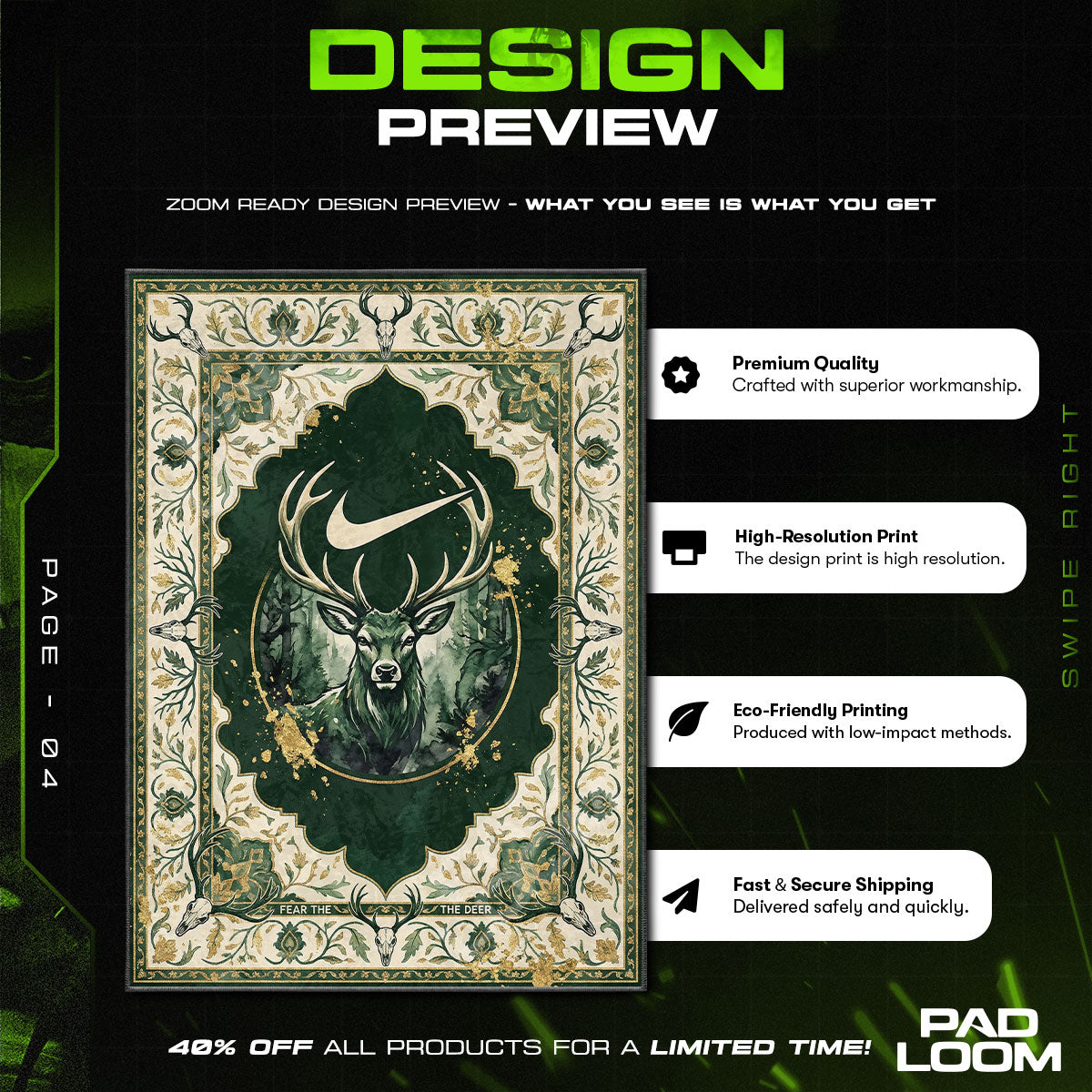 Floor character design printed on rug