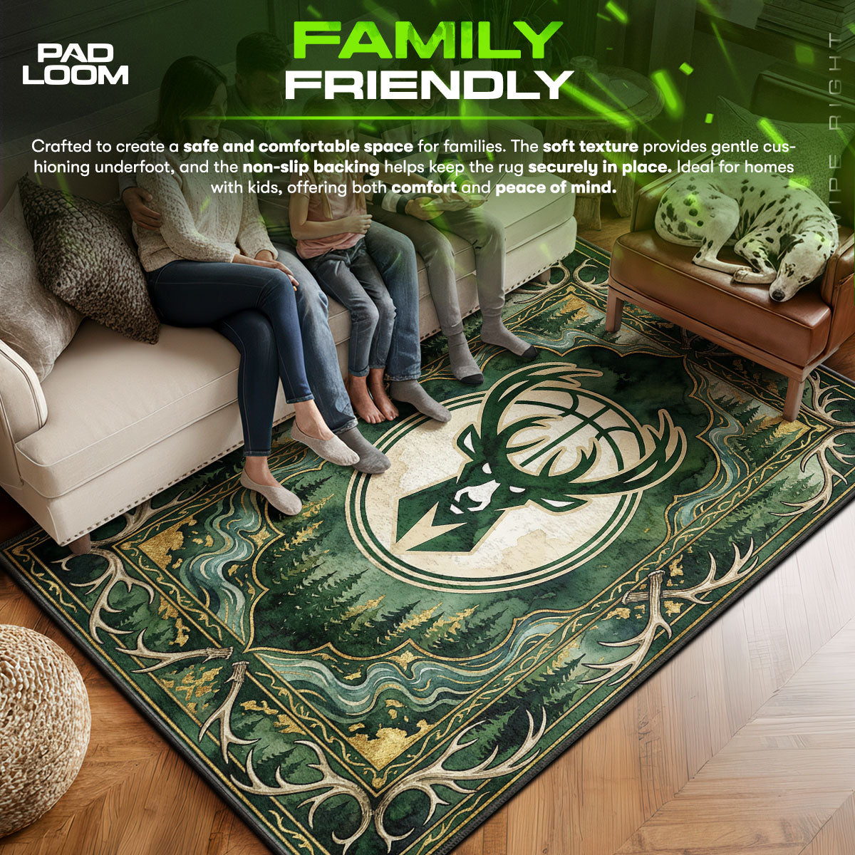Milwaukee area rug showing full home decor artwork