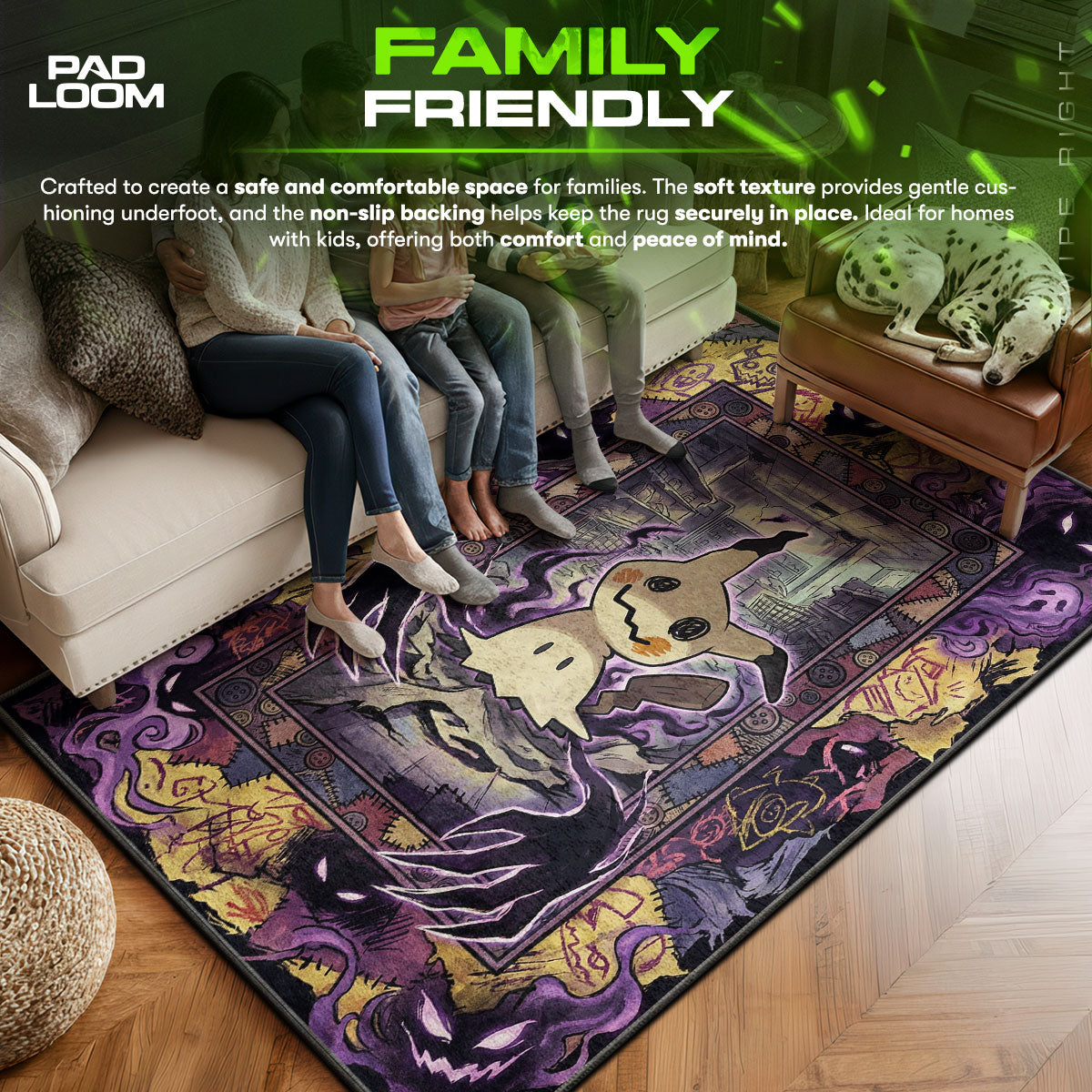 Mimikyu area rug showing full Pokemon artwork