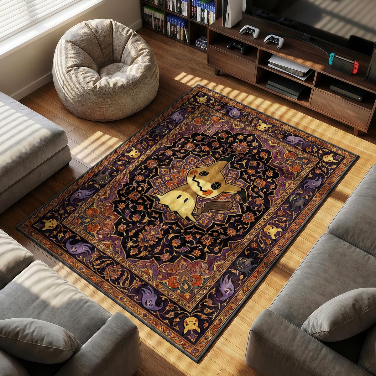 Mimikyu Disguise themed area rug for Vintage fans