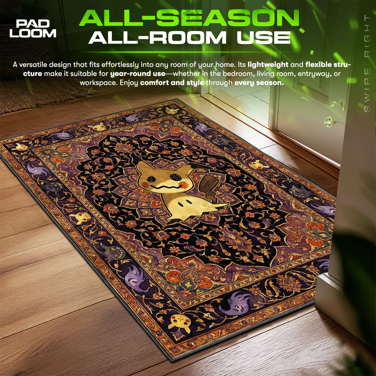 Mimikyu Disguise Chair fan rug — premium quality print