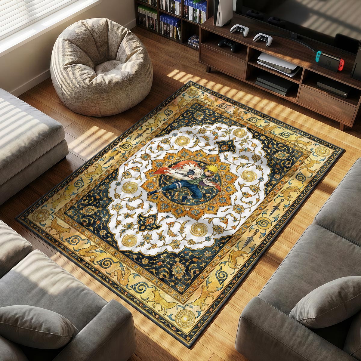 Yellow Flash Minato Rug - Naruto Shippuden Chair Mat