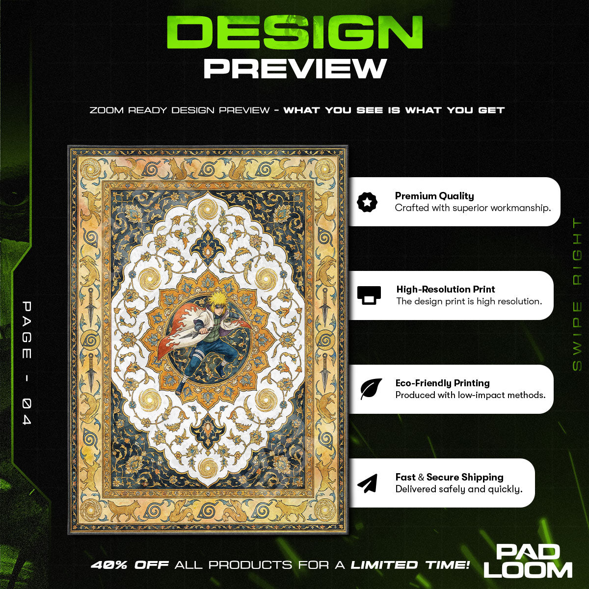 Yellow Flash Minato Rug - Naruto Shippuden Chair Mat