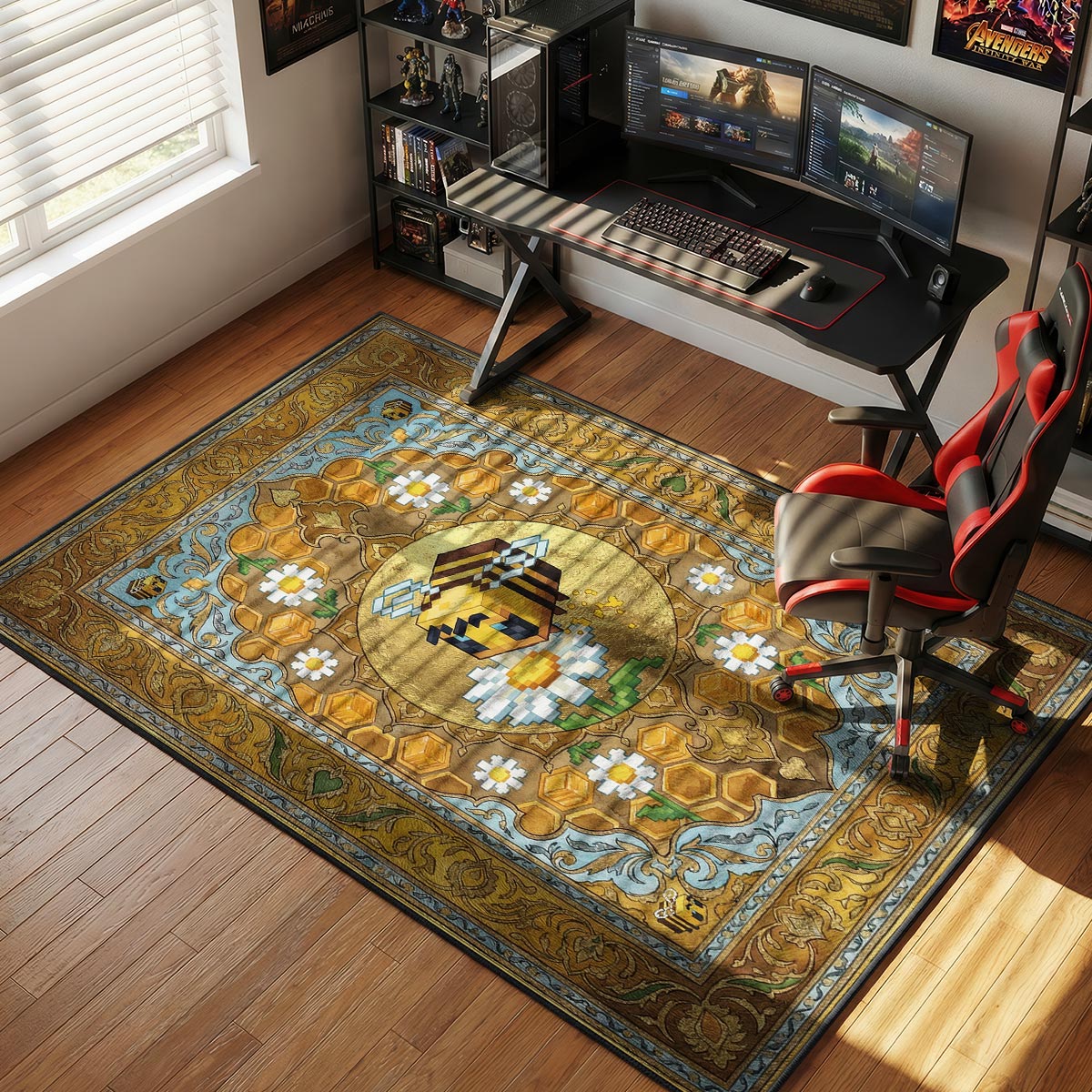 Minecraft Bee Honey Bloom Rug - Minecraft Chair Mat
