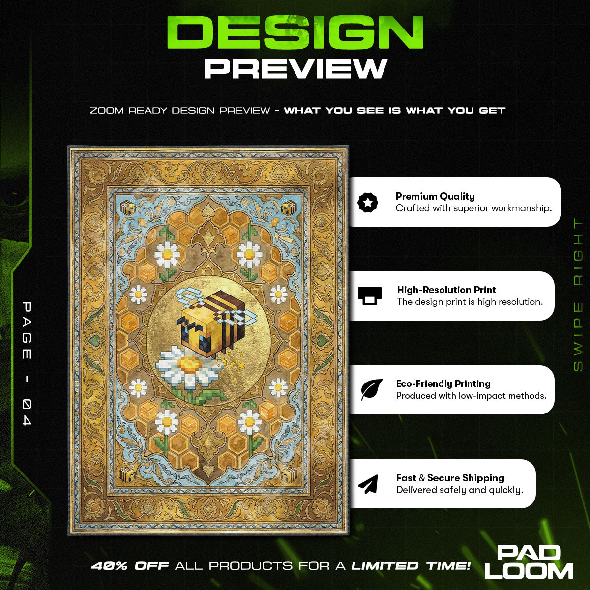 Minecraft Bee Honey Bloom Rug - Minecraft Chair Mat