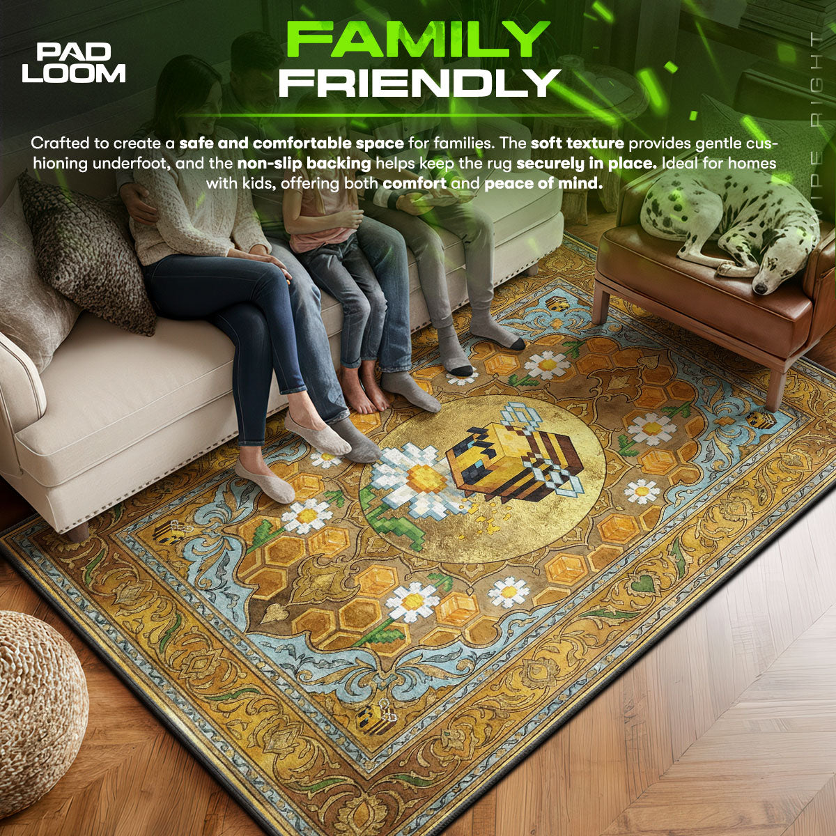 Minecraft Bee Honey Bloom Rug - Minecraft Chair Mat