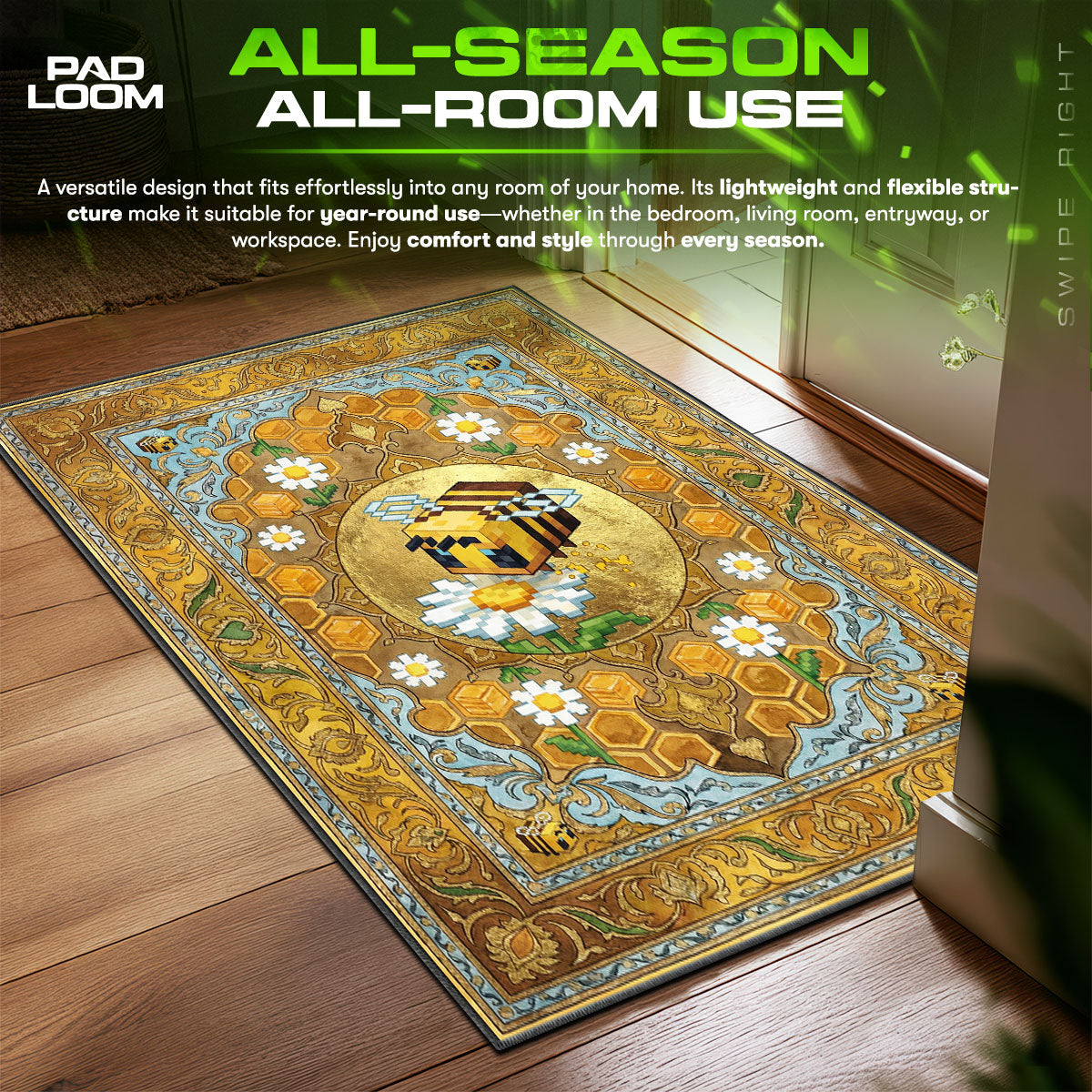 Minecraft Bee Honey Bloom Rug - Minecraft Chair Mat