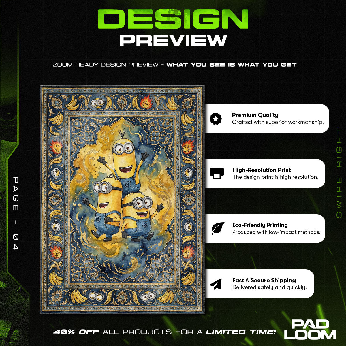 Kids character design printed on rug