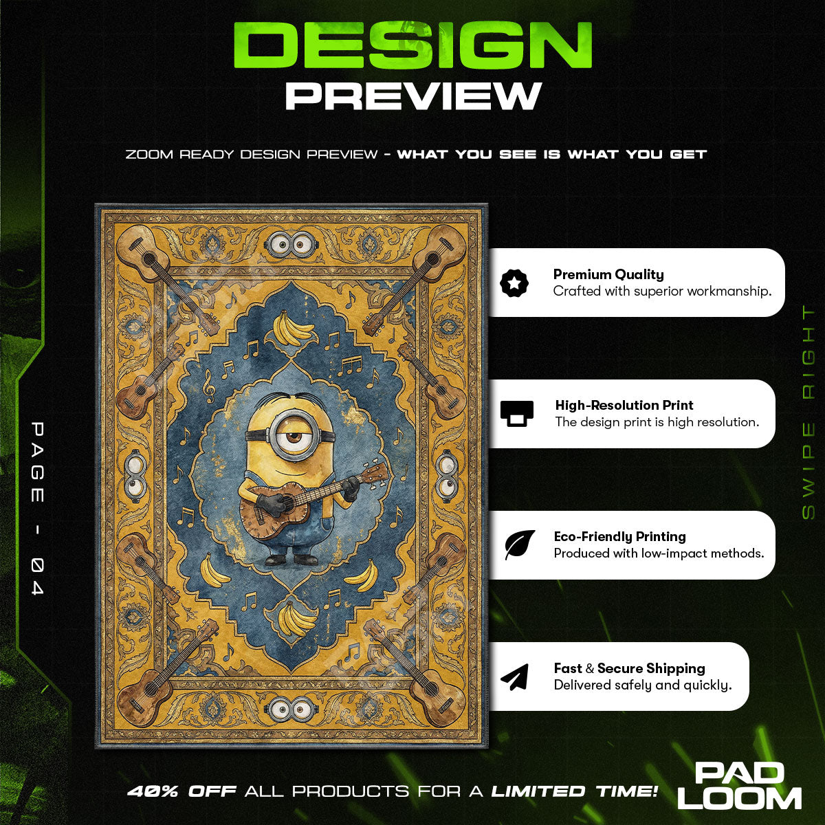 Kids character design printed on rug