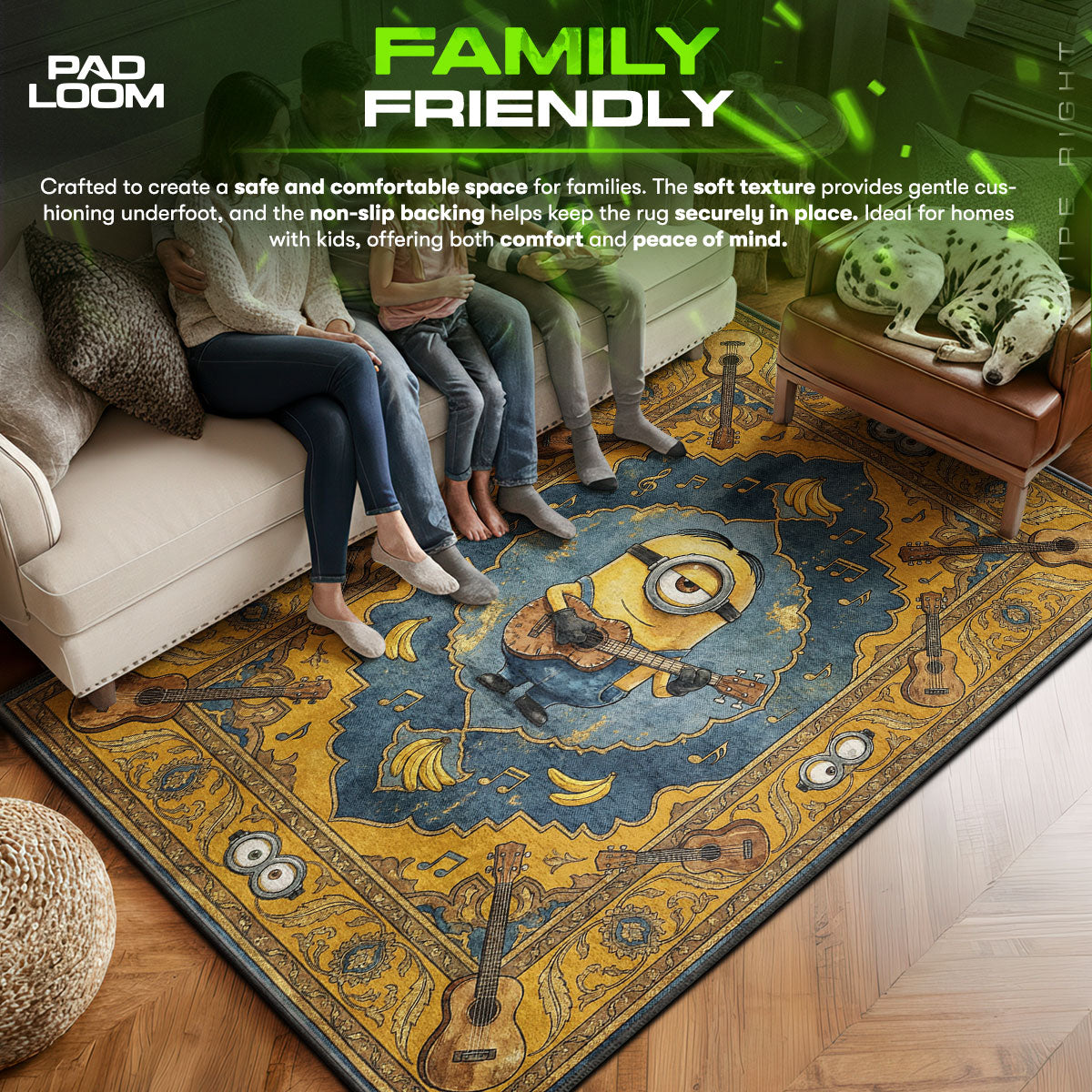 Minions area rug showing full home decor artwork