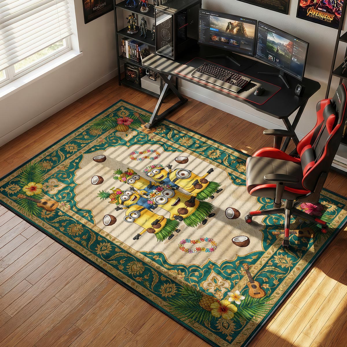 Minions Hawaiian Luau Party Kids rug — main product view