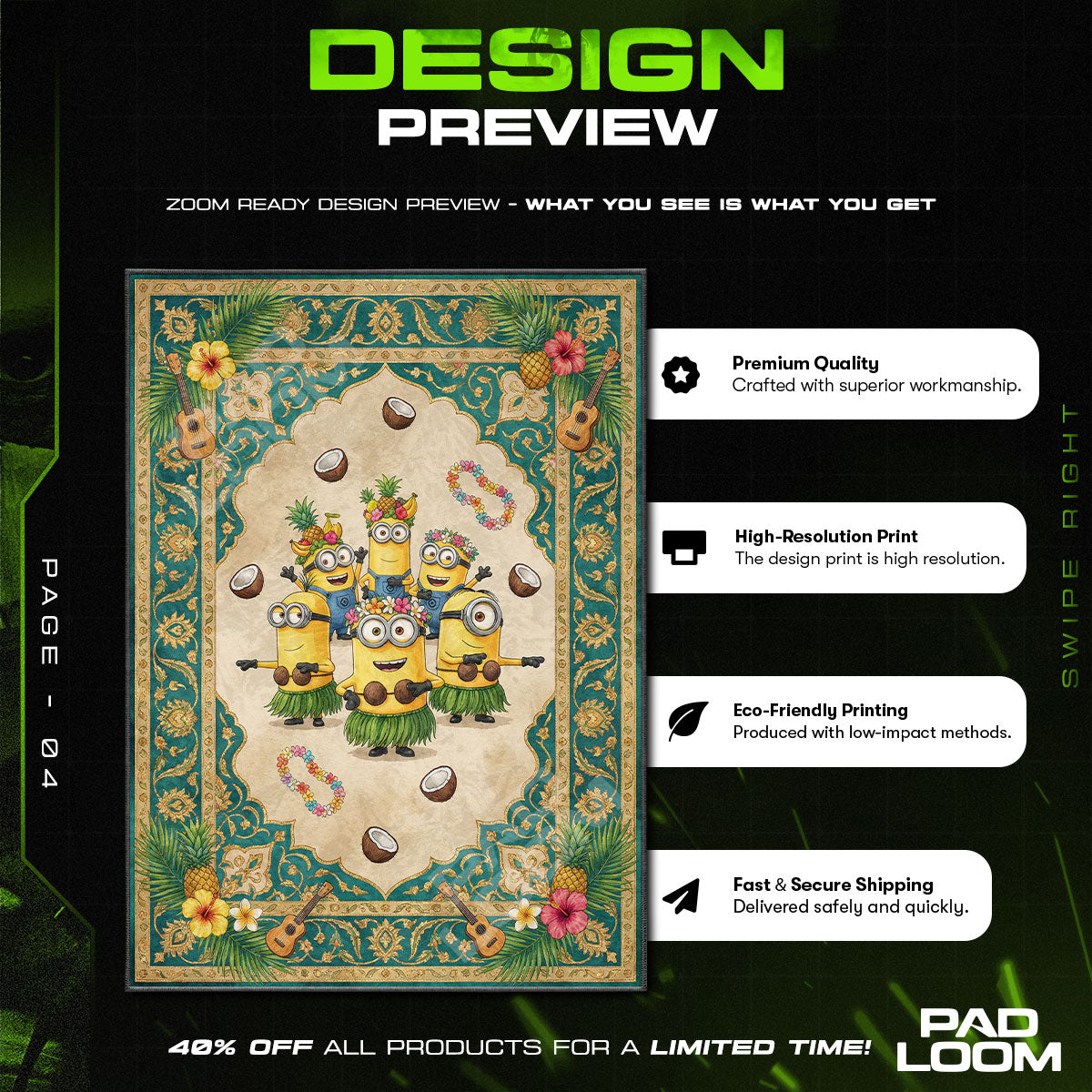 Kids character design printed on rug