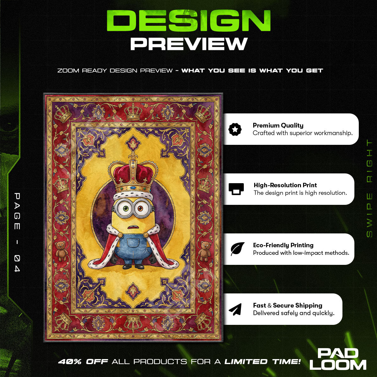 Kids character design printed on rug