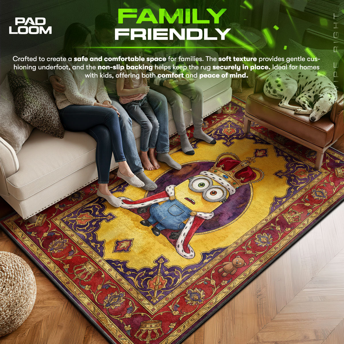 Minions area rug showing full home decor artwork