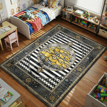 Minions prison escape striped kids bedroom area rug
