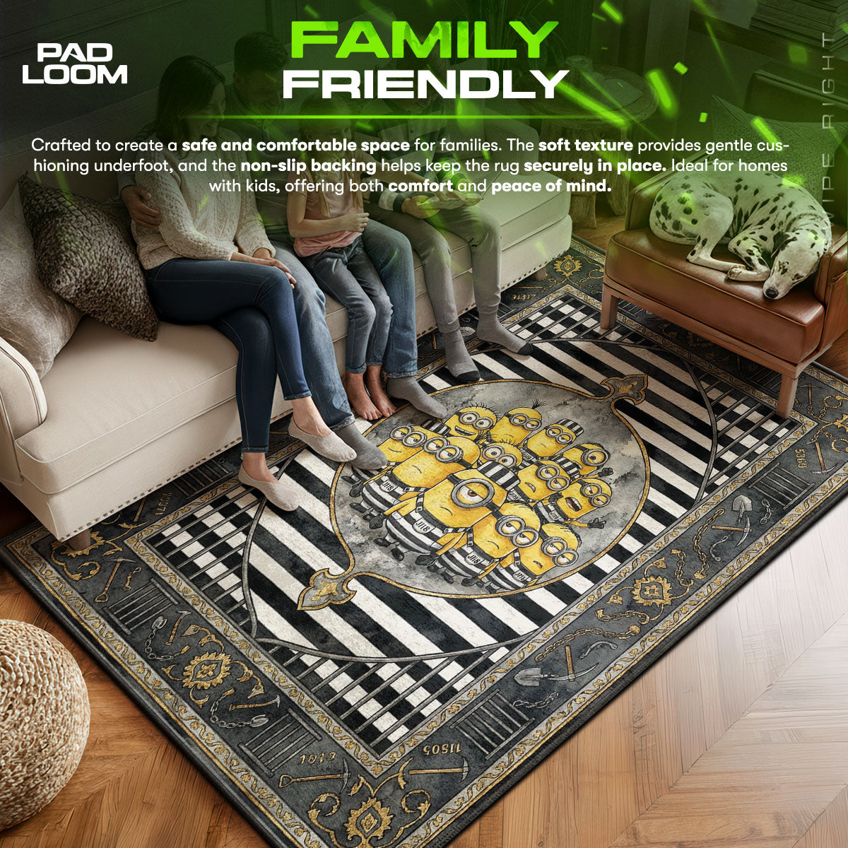 Minions area rug showing full home decor artwork