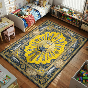 Minions space rocket adventure kids bedroom area rug