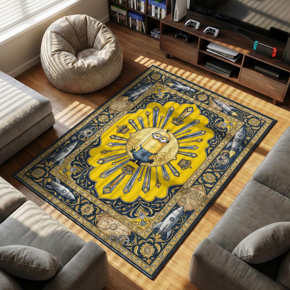 Minions Rocket themed area rug for Space fans