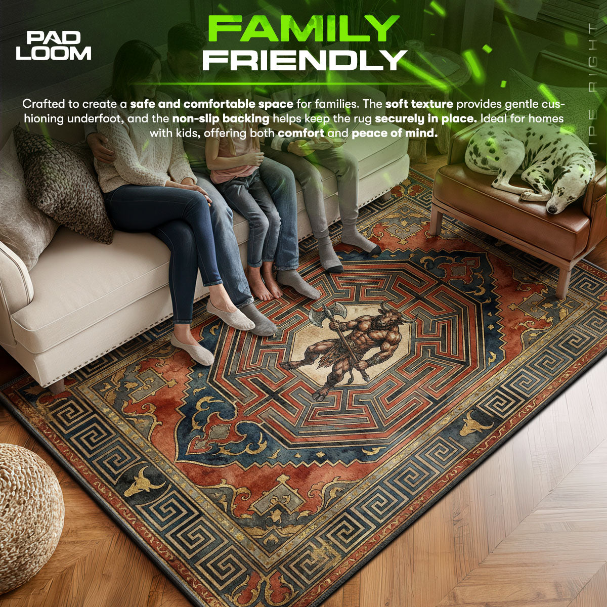 Area character design printed on rug