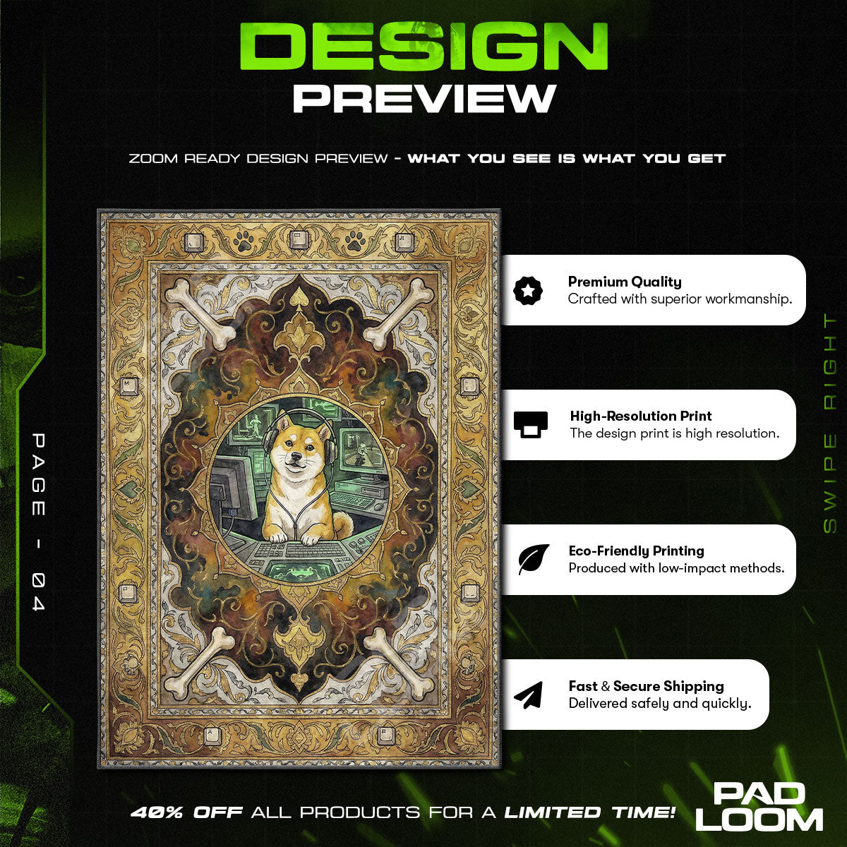 Chair character design printed on rug