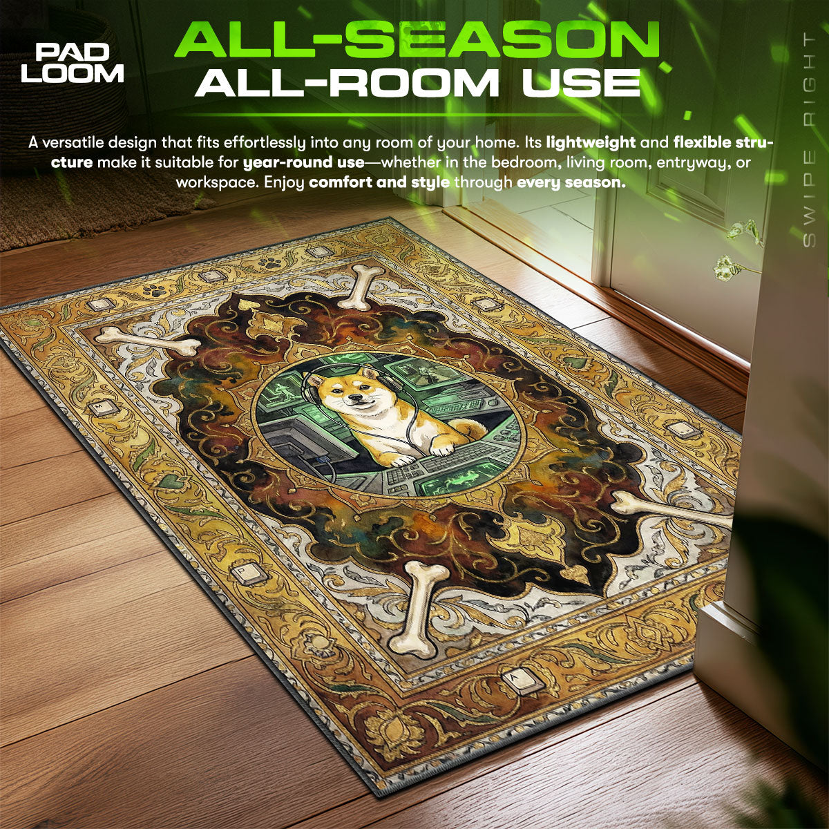 Mira Dog Mastermind Silent Hill Chair fan rug — premium quality print