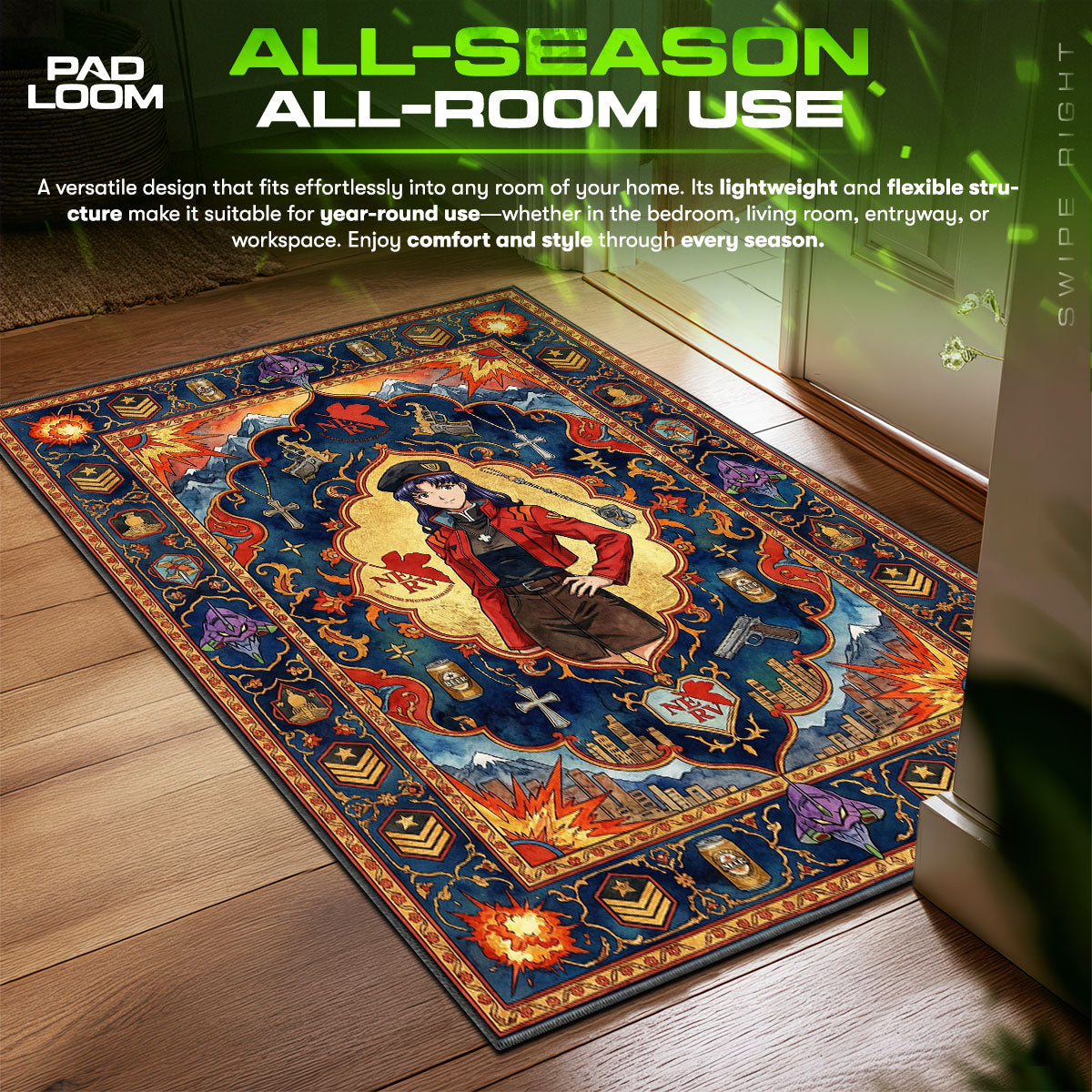 Misato Katsuragi Taktischer Kommandanten-Teppich - Evangelion Stuhlunterlage