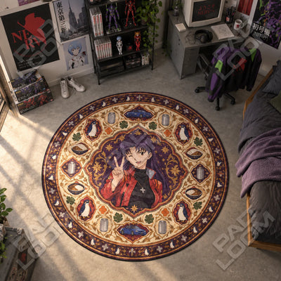 Misato Winking Round Rug - Evangelion Chair Mat