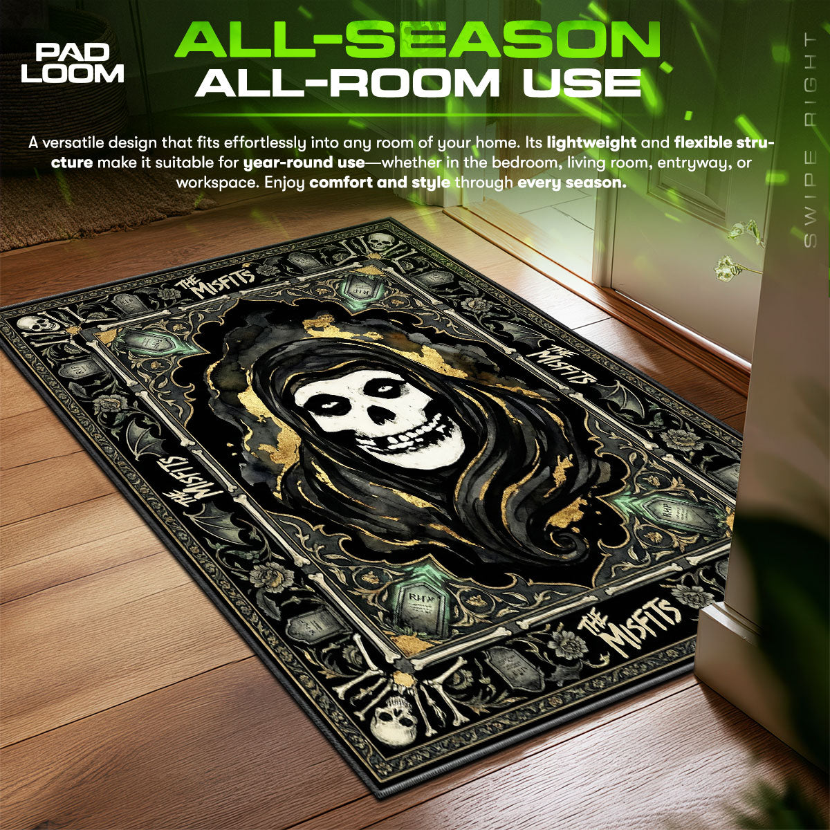 Detailed close-up of Misfits rug pattern